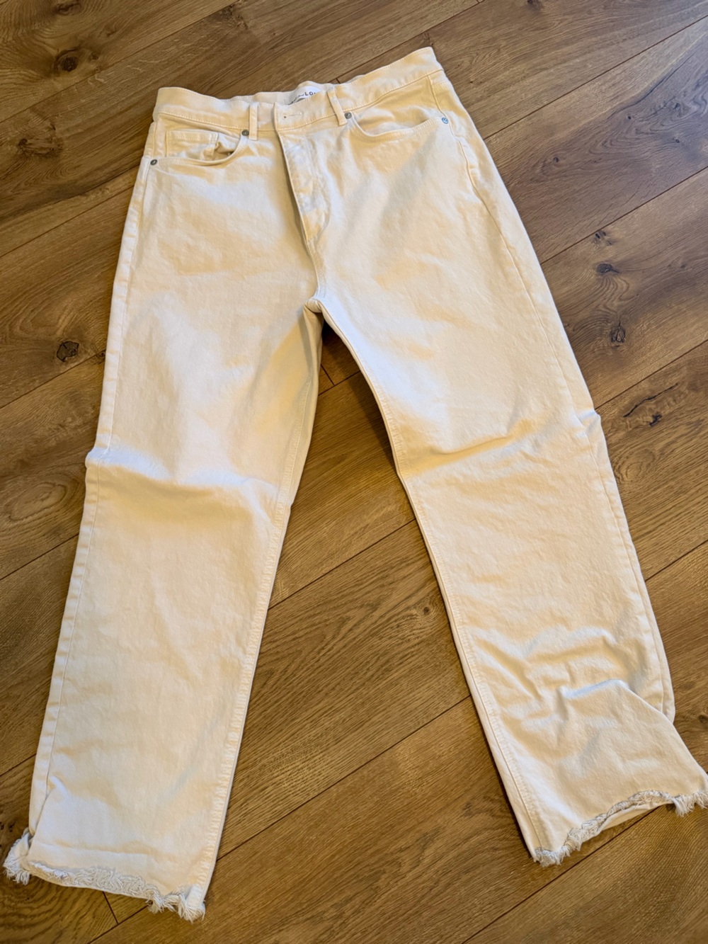 LOFT Cream Straight-Leg Jeans